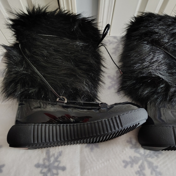 Oscar Sport Ski Ape Faux Fur Patent Leather Black Boots 9.5 - Picture 11 of 12